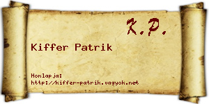 Kiffer Patrik névjegykártya